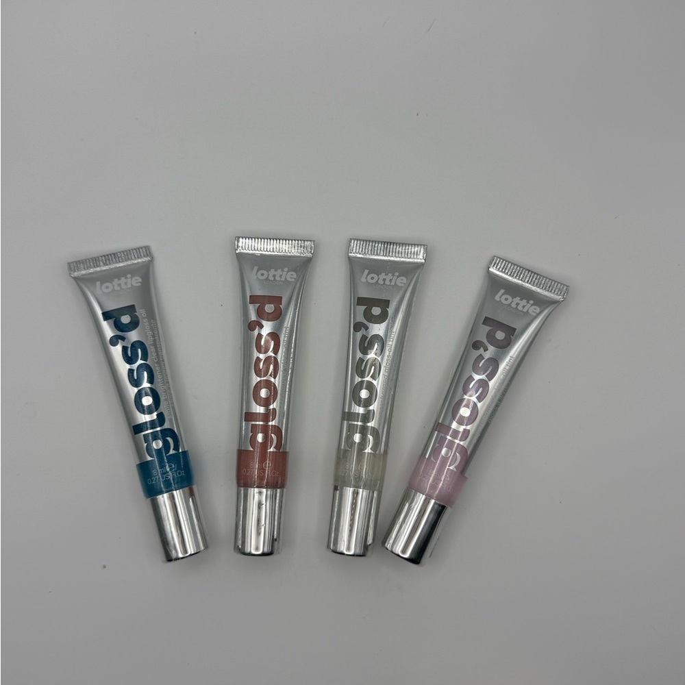 Lottie London Gloss’d Lip Gloss,4 pc, Drenched, Outshine,Glass, Made Ya Smile